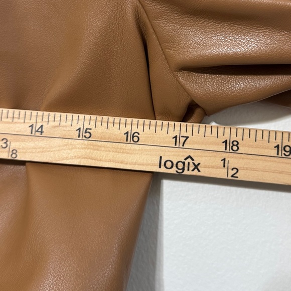 NEW Abercrombie & Fitch Cropped Vegan Leather Jacket Blazer Tan size small NWOT - Picture 6 of 7